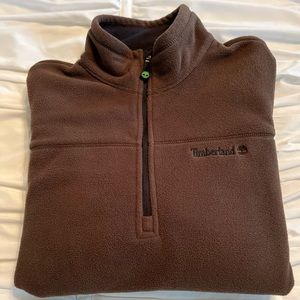 Timberland Chocolate Brown Mens XL Polar Fleece Half Zip Up Pullover Sweatshirt